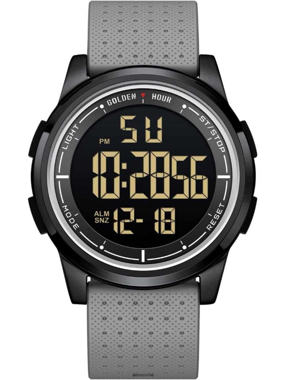 Men's Grey Rubber Strap Ultra-Thin Minimalist Solid Waterproof Digital Watch